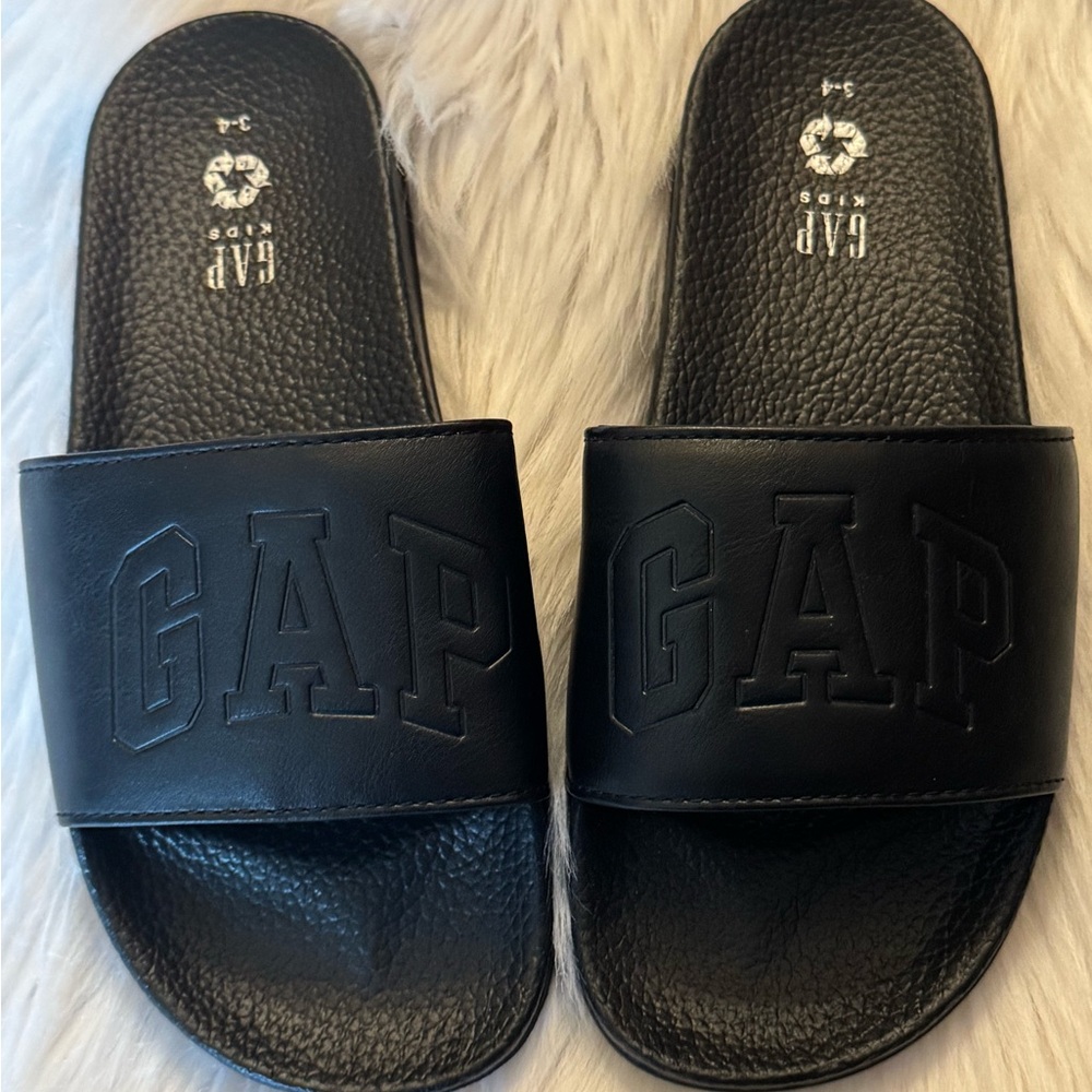 GAP Embossed Black Slides